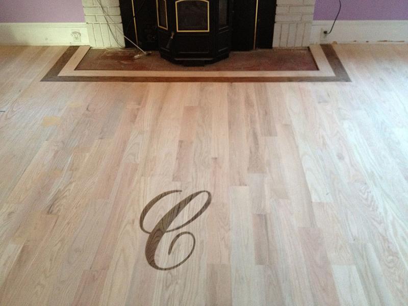 Stained monogram into floor